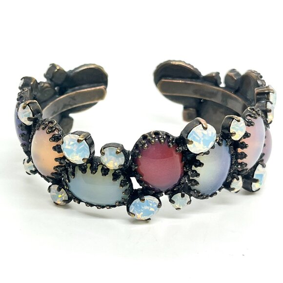 KONPLOTT MIRANDA KONSTANTINIDOU COLORFUL GLASS STONE CUFF BRACELET MODERNIST - Picture 1 of 16